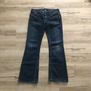 Silver Pioneer Jeans Dark Blue Flare Women's Jeans